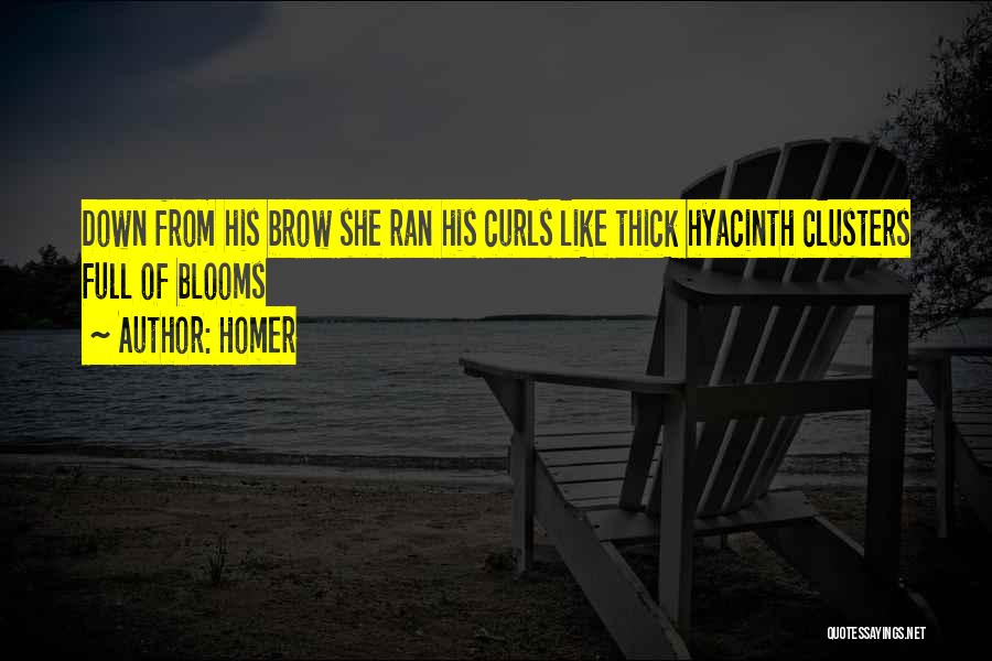 Homer Quotes: Down From His Brow She Ran His Curls Like Thick Hyacinth Clusters Full Of Blooms