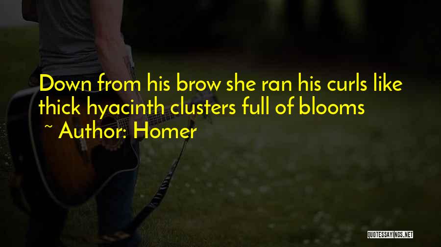 Homer Quotes: Down From His Brow She Ran His Curls Like Thick Hyacinth Clusters Full Of Blooms