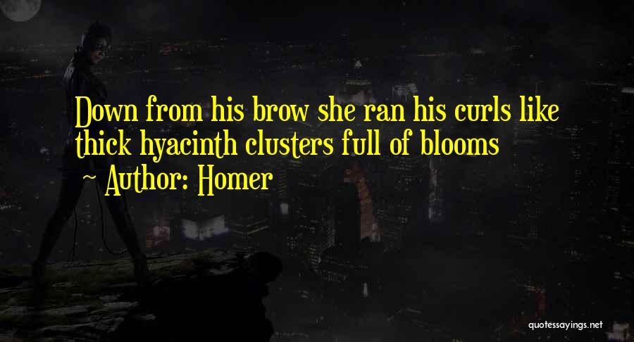 Homer Quotes: Down From His Brow She Ran His Curls Like Thick Hyacinth Clusters Full Of Blooms