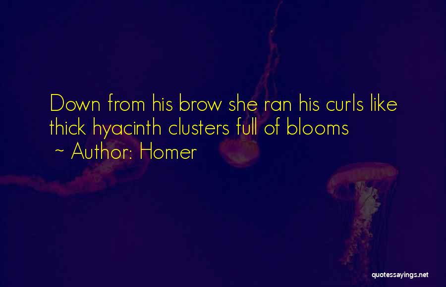 Homer Quotes: Down From His Brow She Ran His Curls Like Thick Hyacinth Clusters Full Of Blooms