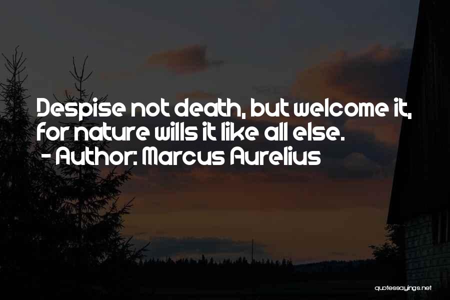 Marcus Aurelius Quotes: Despise Not Death, But Welcome It, For Nature Wills It Like All Else.