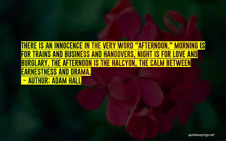 Adam Hall Quotes: There Is An Innocence In The Very Word Afternoon. Morning Is For Trains And Business And Hangovers, Night Is For