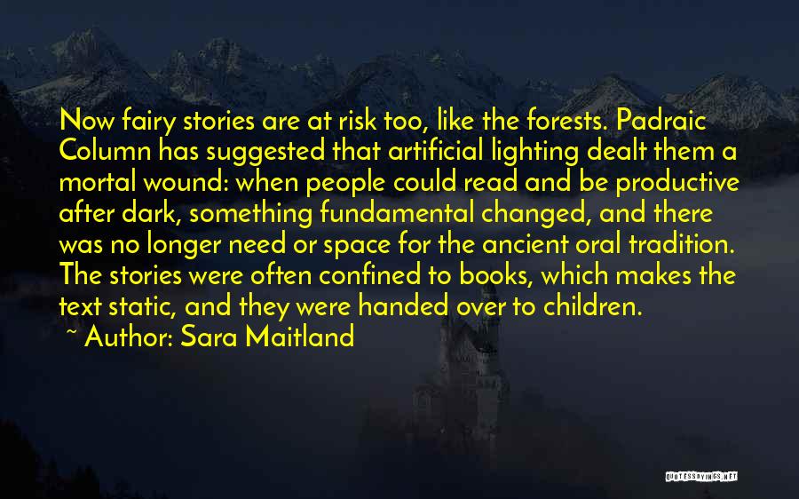 Sara Maitland Quotes: Now Fairy Stories Are At Risk Too, Like The Forests. Padraic Column Has Suggested That Artificial Lighting Dealt Them A