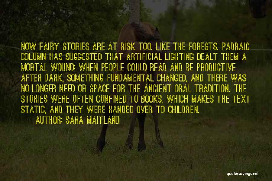 Sara Maitland Quotes: Now Fairy Stories Are At Risk Too, Like The Forests. Padraic Column Has Suggested That Artificial Lighting Dealt Them A