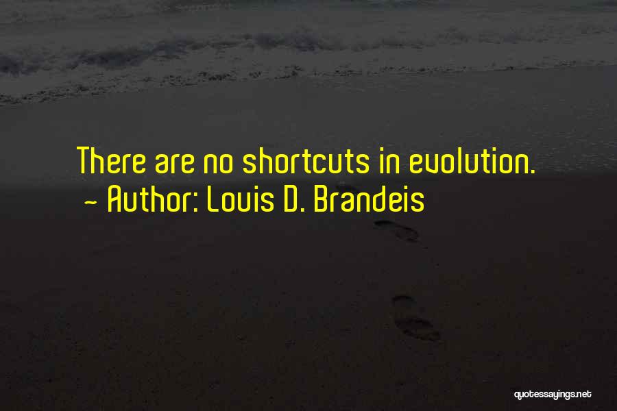Louis D. Brandeis Quotes: There Are No Shortcuts In Evolution.