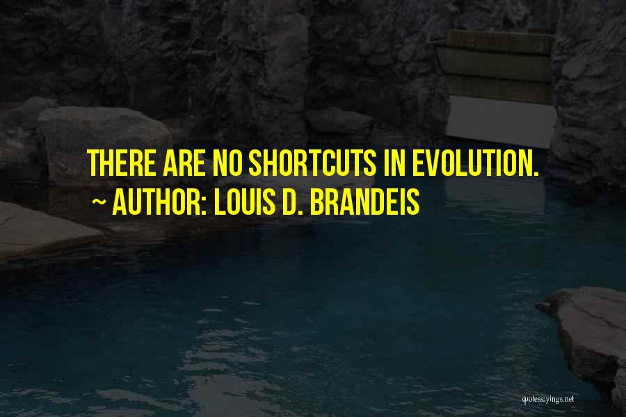Louis D. Brandeis Quotes: There Are No Shortcuts In Evolution.