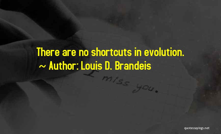 Louis D. Brandeis Quotes: There Are No Shortcuts In Evolution.