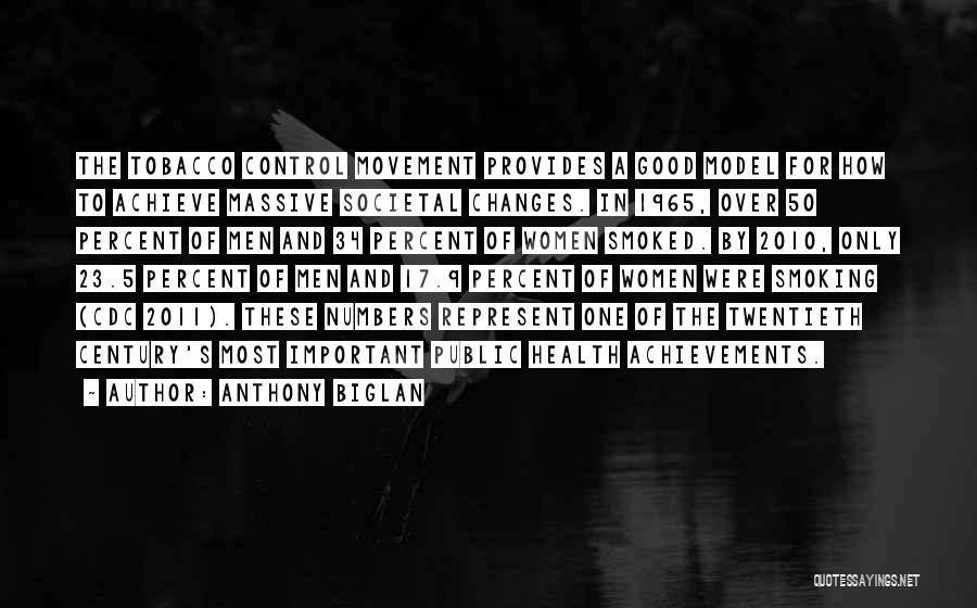 Anthony Biglan Quotes: The Tobacco Control Movement Provides A Good Model For How To Achieve Massive Societal Changes. In 1965, Over 50 Percent