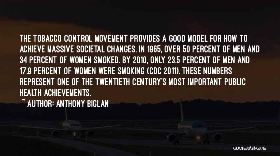 Anthony Biglan Quotes: The Tobacco Control Movement Provides A Good Model For How To Achieve Massive Societal Changes. In 1965, Over 50 Percent