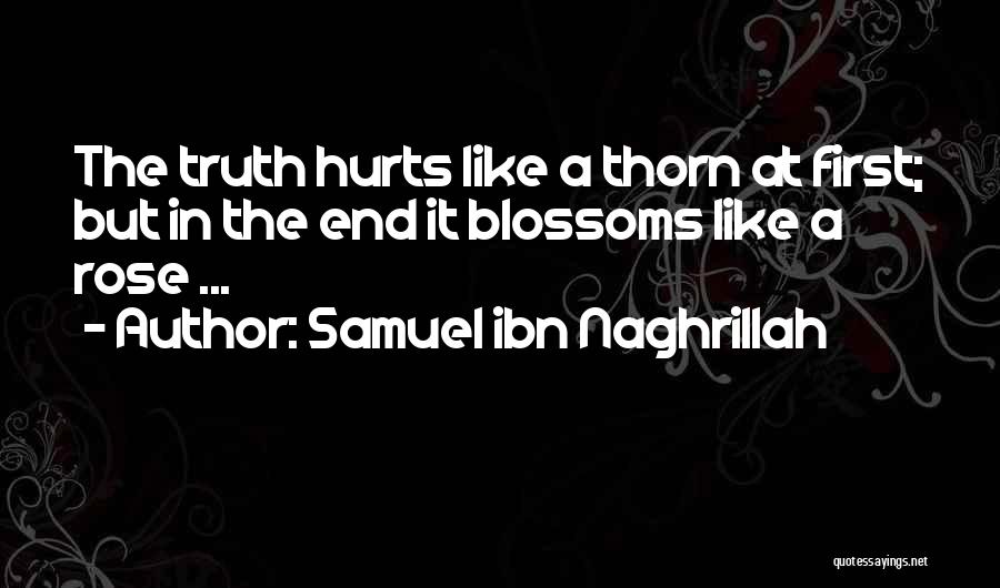 Samuel Ibn Naghrillah Quotes: The Truth Hurts Like A Thorn At First; But In The End It Blossoms Like A Rose ...