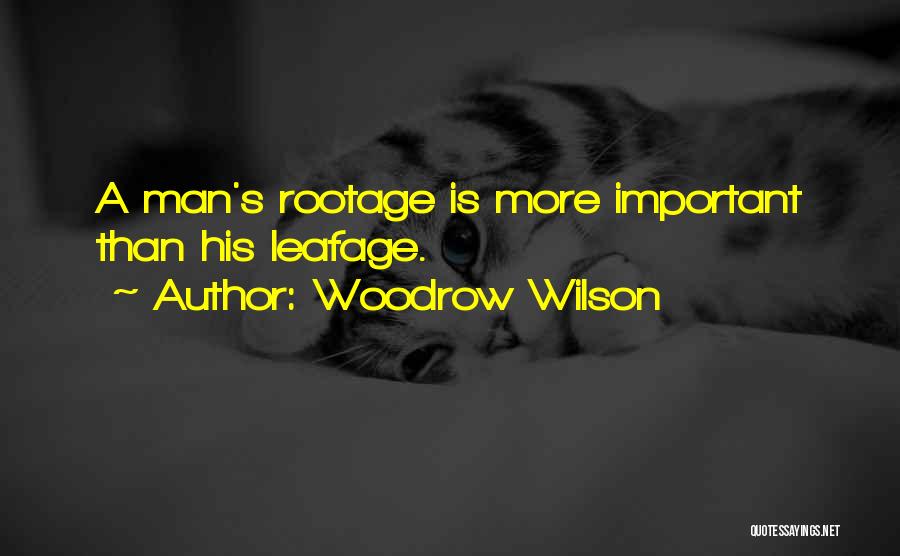 Woodrow Wilson Quotes: A Man's Rootage Is More Important Than His Leafage.