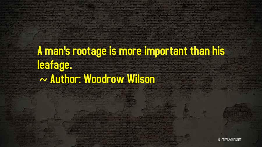 Woodrow Wilson Quotes: A Man's Rootage Is More Important Than His Leafage.