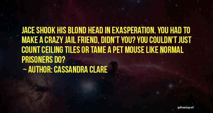 Cassandra Clare Quotes: Jace Shook His Blond Head In Exasperation. You Had To Make A Crazy Jail Friend, Didn't You? You Couldn't Just