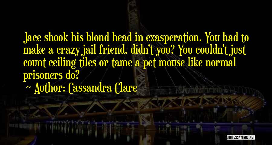 Cassandra Clare Quotes: Jace Shook His Blond Head In Exasperation. You Had To Make A Crazy Jail Friend, Didn't You? You Couldn't Just