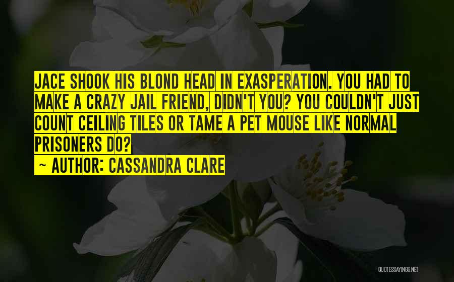 Cassandra Clare Quotes: Jace Shook His Blond Head In Exasperation. You Had To Make A Crazy Jail Friend, Didn't You? You Couldn't Just