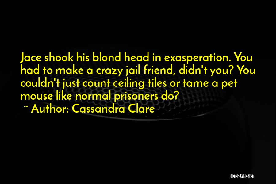 Cassandra Clare Quotes: Jace Shook His Blond Head In Exasperation. You Had To Make A Crazy Jail Friend, Didn't You? You Couldn't Just