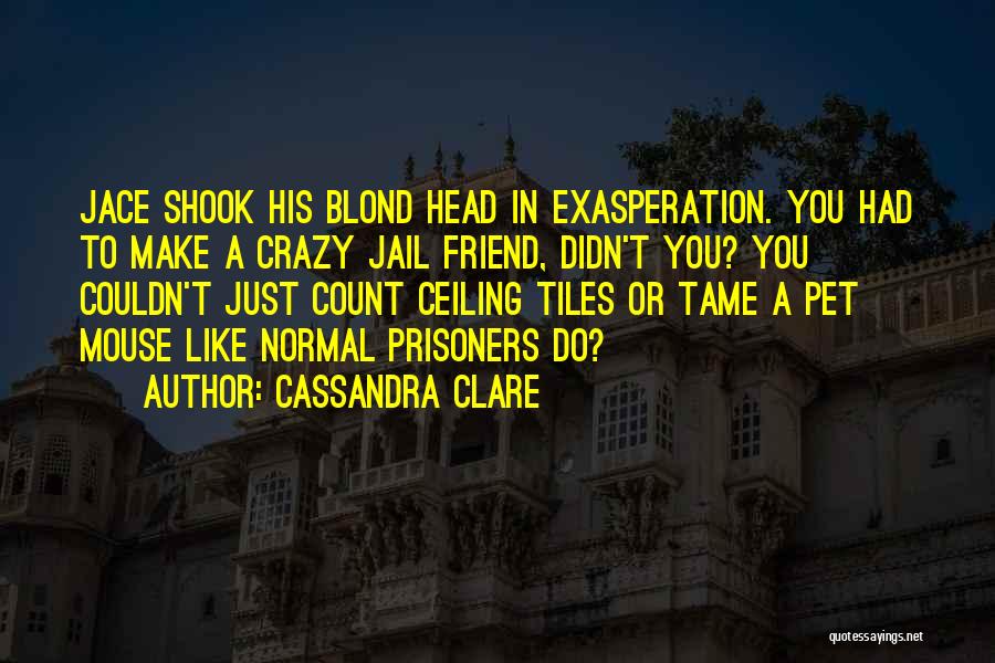 Cassandra Clare Quotes: Jace Shook His Blond Head In Exasperation. You Had To Make A Crazy Jail Friend, Didn't You? You Couldn't Just