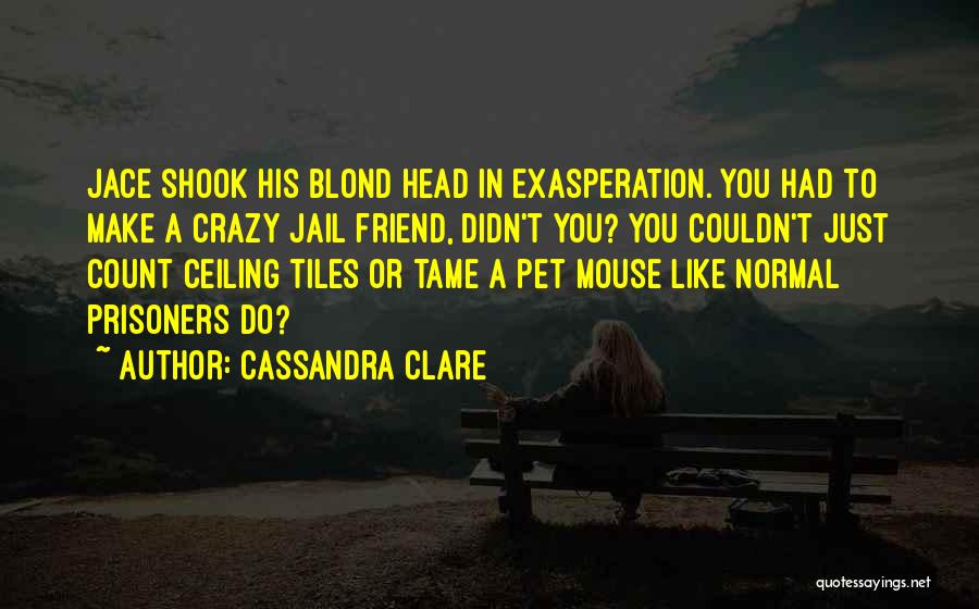 Cassandra Clare Quotes: Jace Shook His Blond Head In Exasperation. You Had To Make A Crazy Jail Friend, Didn't You? You Couldn't Just