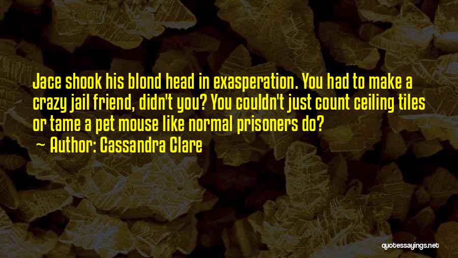 Cassandra Clare Quotes: Jace Shook His Blond Head In Exasperation. You Had To Make A Crazy Jail Friend, Didn't You? You Couldn't Just