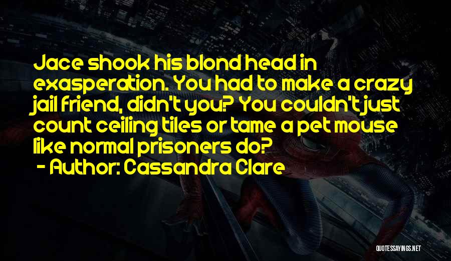 Cassandra Clare Quotes: Jace Shook His Blond Head In Exasperation. You Had To Make A Crazy Jail Friend, Didn't You? You Couldn't Just