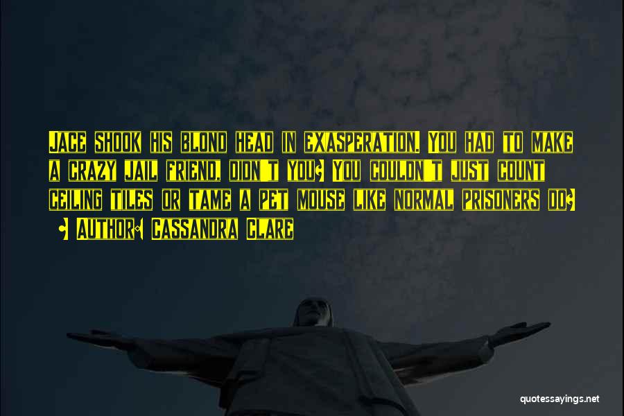 Cassandra Clare Quotes: Jace Shook His Blond Head In Exasperation. You Had To Make A Crazy Jail Friend, Didn't You? You Couldn't Just