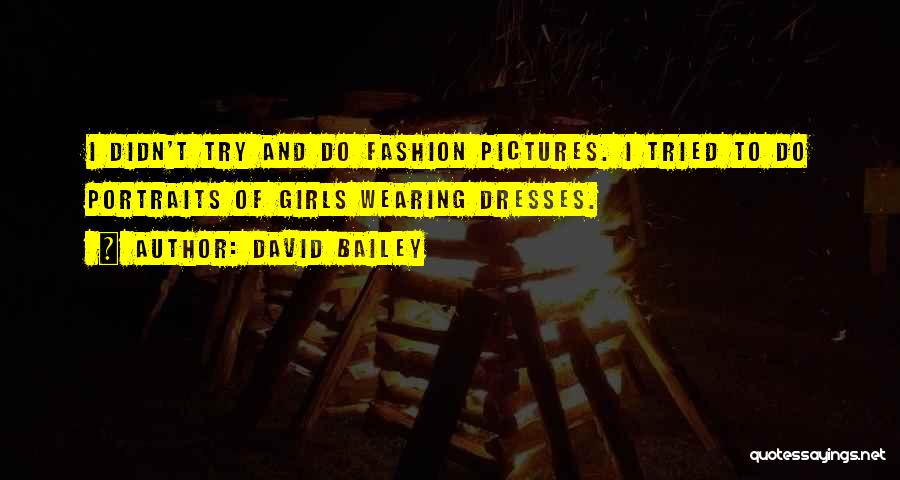 David Bailey Quotes: I Didn't Try And Do Fashion Pictures. I Tried To Do Portraits Of Girls Wearing Dresses.