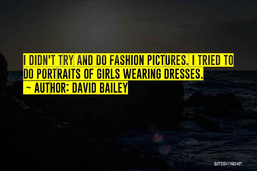 David Bailey Quotes: I Didn't Try And Do Fashion Pictures. I Tried To Do Portraits Of Girls Wearing Dresses.