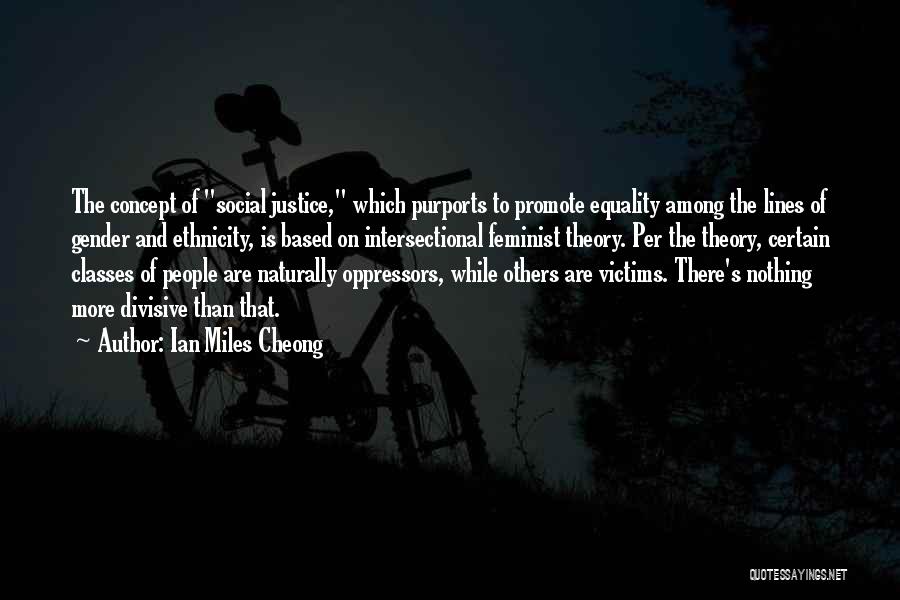 Ian Miles Cheong Quotes: The Concept Of Social Justice, Which Purports To Promote Equality Among The Lines Of Gender And Ethnicity, Is Based On