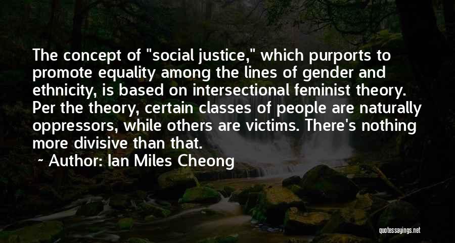 Ian Miles Cheong Quotes: The Concept Of Social Justice, Which Purports To Promote Equality Among The Lines Of Gender And Ethnicity, Is Based On