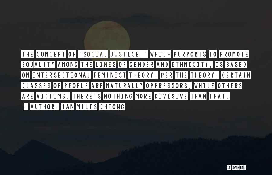 Ian Miles Cheong Quotes: The Concept Of Social Justice, Which Purports To Promote Equality Among The Lines Of Gender And Ethnicity, Is Based On