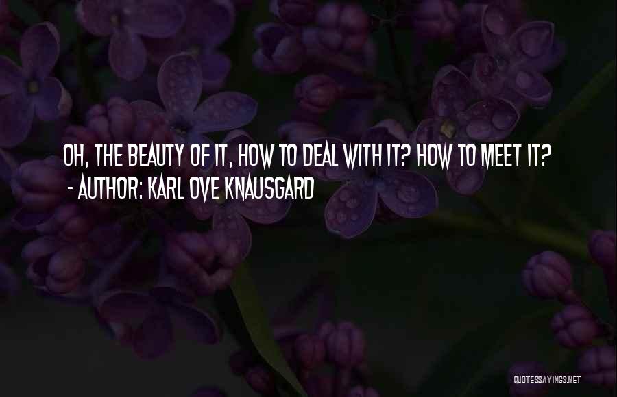 Karl Ove Knausgard Quotes: Oh, The Beauty Of It, How To Deal With It? How To Meet It?
