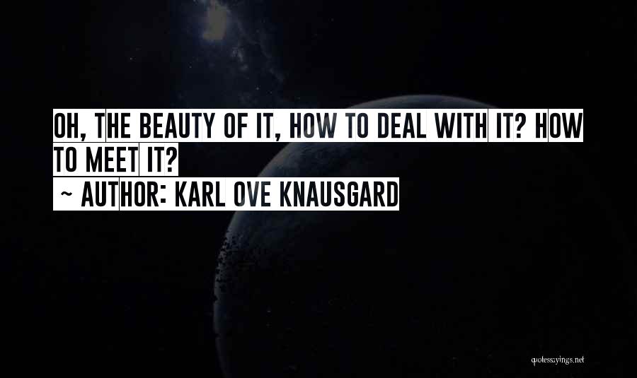 Karl Ove Knausgard Quotes: Oh, The Beauty Of It, How To Deal With It? How To Meet It?