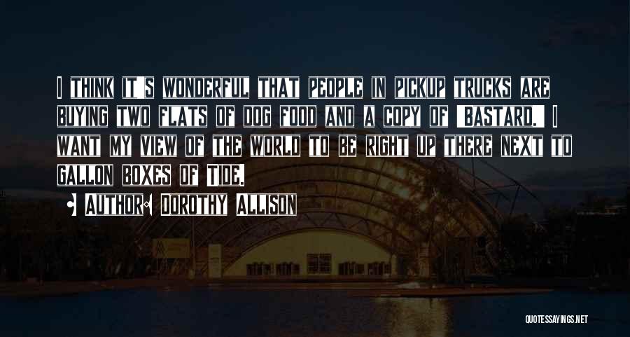 Dorothy Allison Quotes: I Think It's Wonderful That People In Pickup Trucks Are Buying Two Flats Of Dog Food And A Copy Of