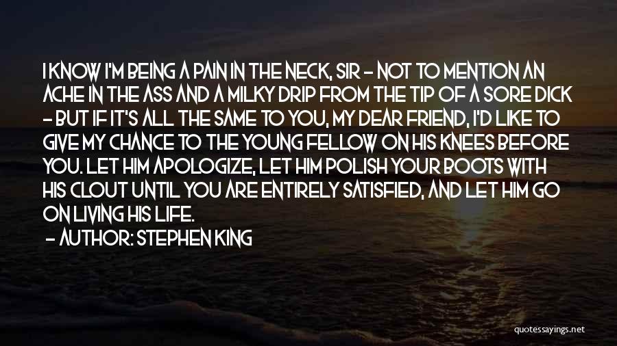 Stephen King Quotes: I Know I'm Being A Pain In The Neck, Sir - Not To Mention An Ache In The Ass And