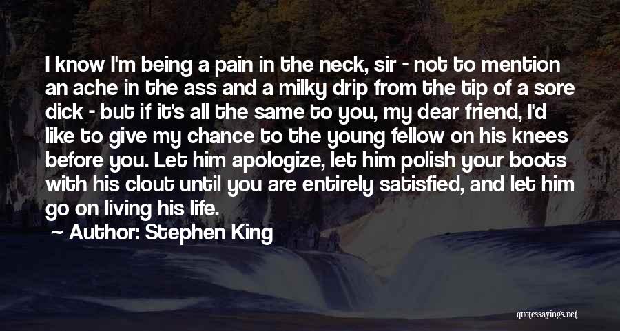 Stephen King Quotes: I Know I'm Being A Pain In The Neck, Sir - Not To Mention An Ache In The Ass And