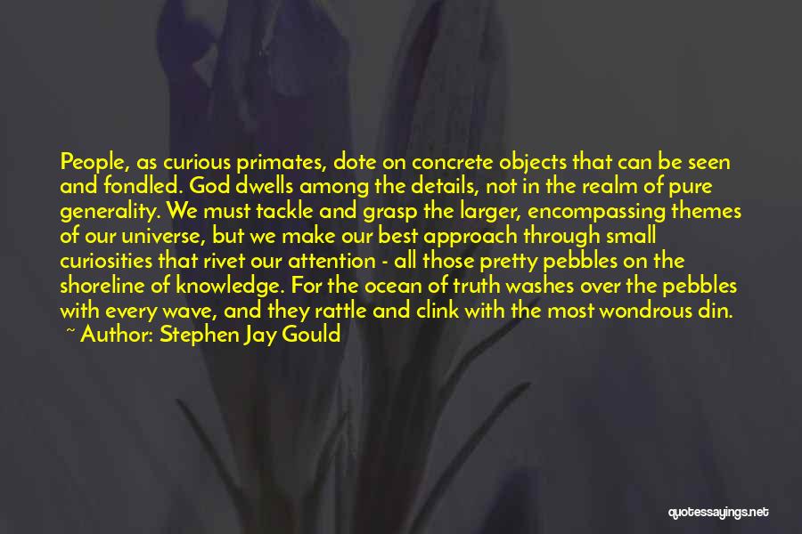 Stephen Jay Gould Quotes: People, As Curious Primates, Dote On Concrete Objects That Can Be Seen And Fondled. God Dwells Among The Details, Not