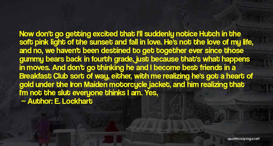 E. Lockhart Quotes: Now Don't Go Getting Excited That I'll Suddenly Notice Hutch In The Soft Pink Light Of The Sunset And Fall