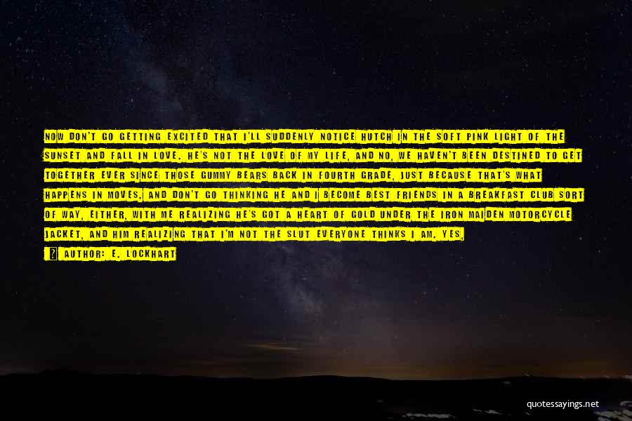 E. Lockhart Quotes: Now Don't Go Getting Excited That I'll Suddenly Notice Hutch In The Soft Pink Light Of The Sunset And Fall