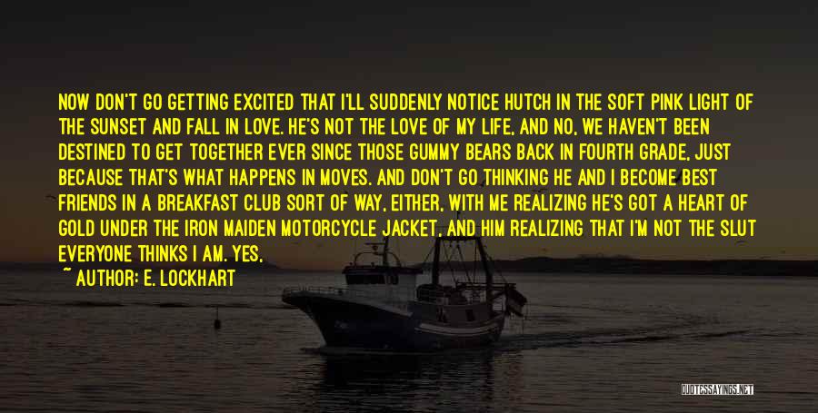 E. Lockhart Quotes: Now Don't Go Getting Excited That I'll Suddenly Notice Hutch In The Soft Pink Light Of The Sunset And Fall