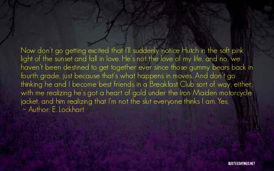 E. Lockhart Quotes: Now Don't Go Getting Excited That I'll Suddenly Notice Hutch In The Soft Pink Light Of The Sunset And Fall