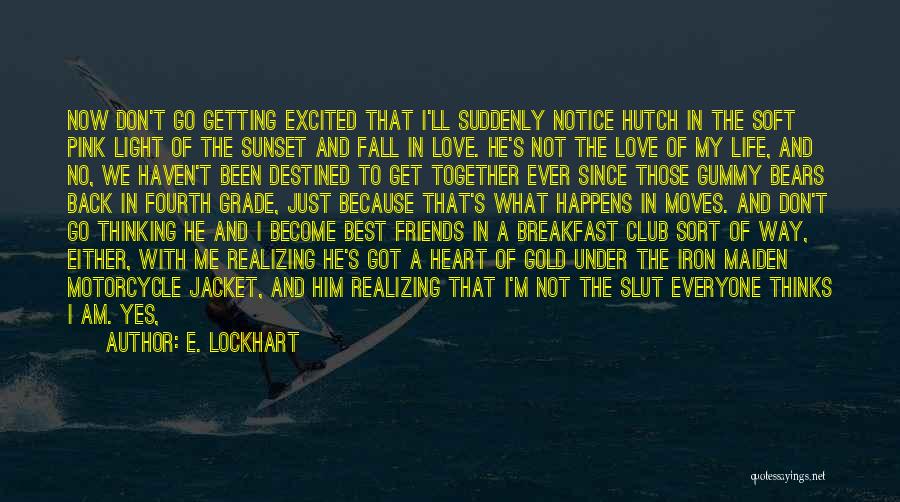 E. Lockhart Quotes: Now Don't Go Getting Excited That I'll Suddenly Notice Hutch In The Soft Pink Light Of The Sunset And Fall
