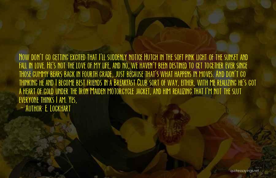 E. Lockhart Quotes: Now Don't Go Getting Excited That I'll Suddenly Notice Hutch In The Soft Pink Light Of The Sunset And Fall