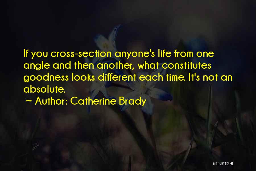 Catherine Brady Quotes: If You Cross-section Anyone's Life From One Angle And Then Another, What Constitutes Goodness Looks Different Each Time. It's Not