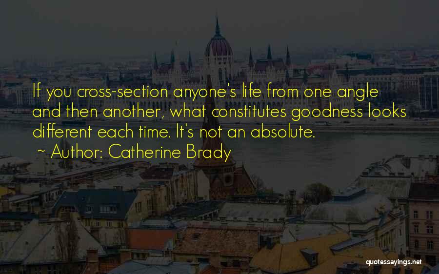 Catherine Brady Quotes: If You Cross-section Anyone's Life From One Angle And Then Another, What Constitutes Goodness Looks Different Each Time. It's Not