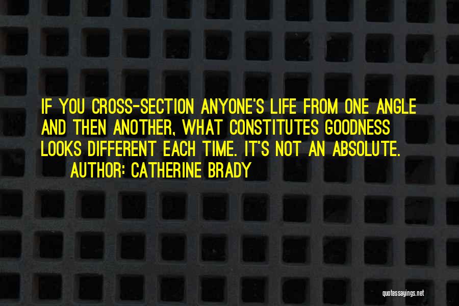 Catherine Brady Quotes: If You Cross-section Anyone's Life From One Angle And Then Another, What Constitutes Goodness Looks Different Each Time. It's Not