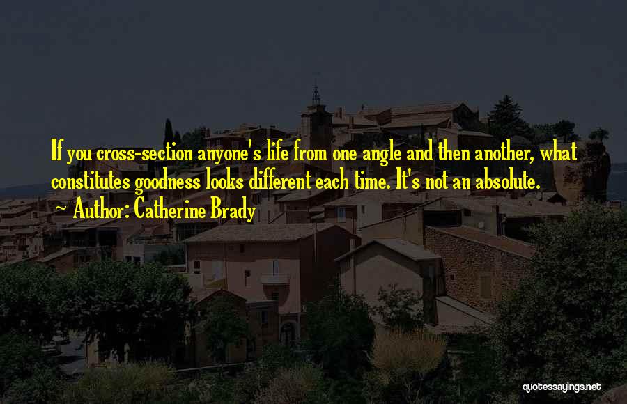 Catherine Brady Quotes: If You Cross-section Anyone's Life From One Angle And Then Another, What Constitutes Goodness Looks Different Each Time. It's Not