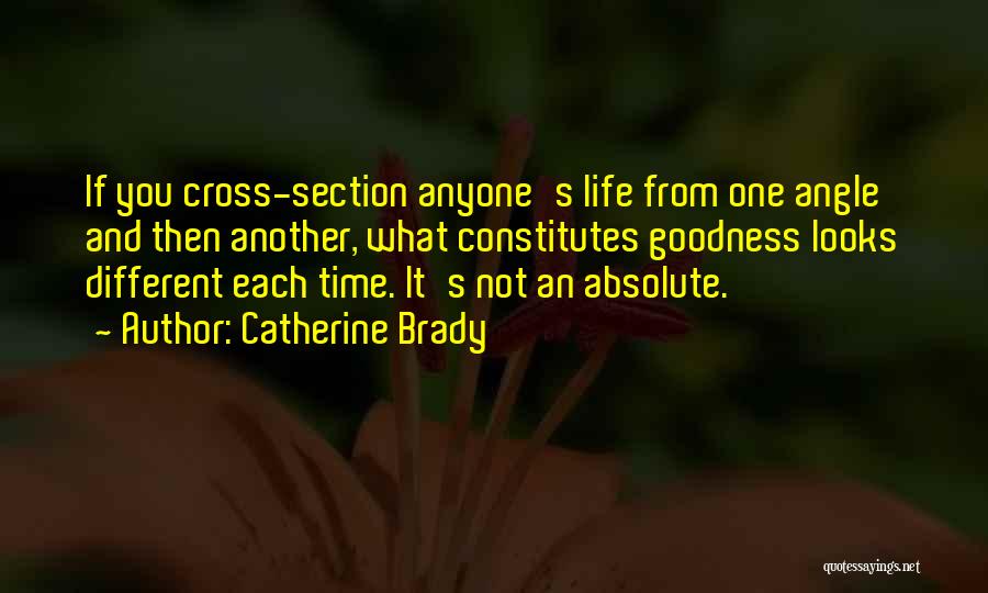 Catherine Brady Quotes: If You Cross-section Anyone's Life From One Angle And Then Another, What Constitutes Goodness Looks Different Each Time. It's Not