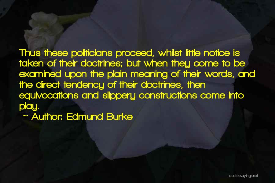 Edmund Burke Quotes: Thus These Politicians Proceed, Whilst Little Notice Is Taken Of Their Doctrines; But When They Come To Be Examined Upon