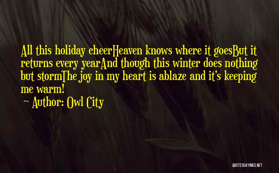 Owl City Quotes: All This Holiday Cheerheaven Knows Where It Goesbut It Returns Every Yearand Though This Winter Does Nothing But Stormthe Joy