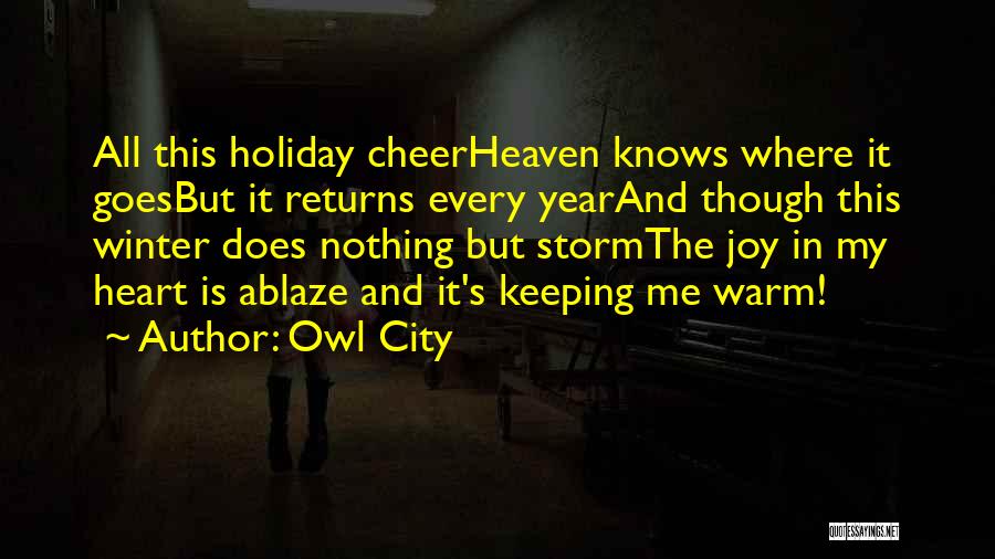 Owl City Quotes: All This Holiday Cheerheaven Knows Where It Goesbut It Returns Every Yearand Though This Winter Does Nothing But Stormthe Joy